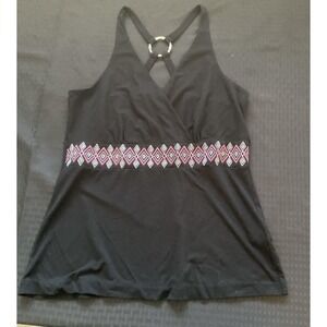 White House Black Market Tank Top Womens Medium Black Beaded Waist Ring Back